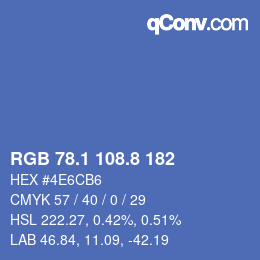 カラーコード: RGB 78.1 108.8 182 | qconv.com