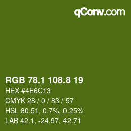 カラーコード: RGB 78.1 108.8 19 | qconv.com