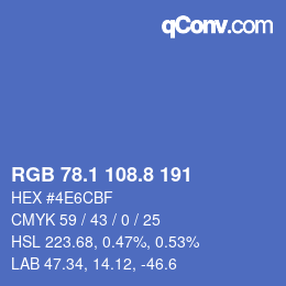 Color code: RGB 78.1 108.8 191 | qconv.com