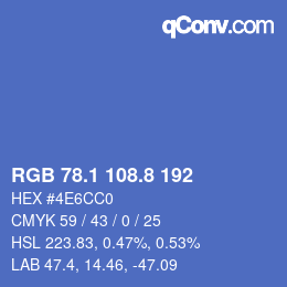 Color code: RGB 78.1 108.8 192 | qconv.com