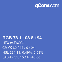カラーコード: RGB 78.1 108.8 194 | qconv.com