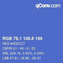 Código de color: RGB 78.1 108.8 199 | qconv.com
