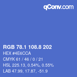 カラーコード: RGB 78.1 108.8 202 | qconv.com