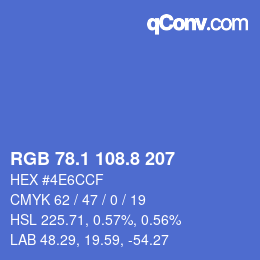 カラーコード: RGB 78.1 108.8 207 | qconv.com