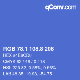カラーコード: RGB 78.1 108.8 208 | qconv.com