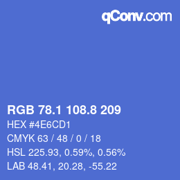 カラーコード: RGB 78.1 108.8 209 | qconv.com