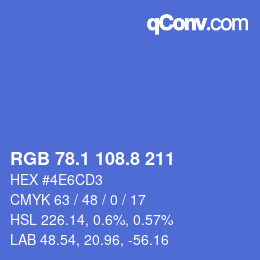 カラーコード: RGB 78.1 108.8 211 | qconv.com