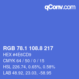 カラーコード: RGB 78.1 108.8 217 | qconv.com