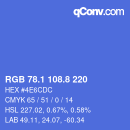 カラーコード: RGB 78.1 108.8 220 | qconv.com