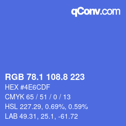 カラーコード: RGB 78.1 108.8 223 | qconv.com