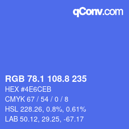 カラーコード: RGB 78.1 108.8 235 | qconv.com