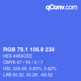 カラーコード: RGB 78.1 108.8 238 | qconv.com