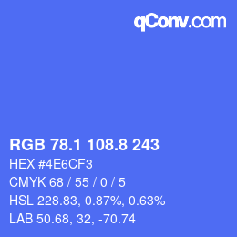 カラーコード: RGB 78.1 108.8 243 | qconv.com