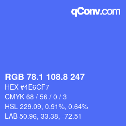 カラーコード: RGB 78.1 108.8 247 | qconv.com