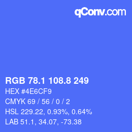 カラーコード: RGB 78.1 108.8 249 | qconv.com