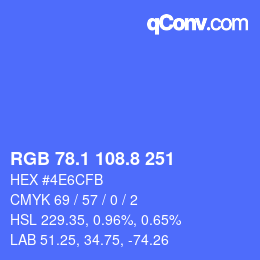 カラーコード: RGB 78.1 108.8 251 | qconv.com