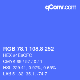 カラーコード: RGB 78.1 108.8 252 | qconv.com