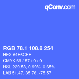 カラーコード: RGB 78.1 108.8 254 | qconv.com