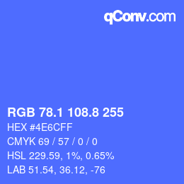 カラーコード: RGB 78.1 108.8 255 | qconv.com