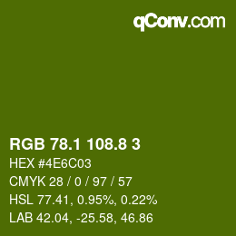 カラーコード: RGB 78.1 108.8 3 | qconv.com