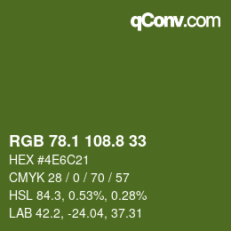 Color code: RGB 78.1 108.8 33 | qconv.com