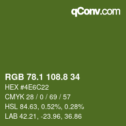 カラーコード: RGB 78.1 108.8 34 | qconv.com