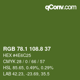 Color code: RGB 78.1 108.8 37 | qconv.com