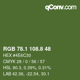 カラーコード: RGB 78.1 108.8 48 | qconv.com