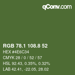 Color code: RGB 78.1 108.8 52 | qconv.com
