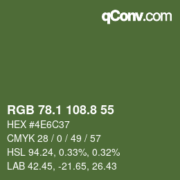 カラーコード: RGB 78.1 108.8 55 | qconv.com