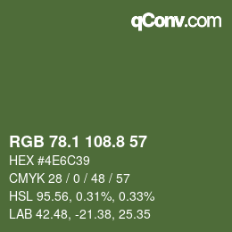 Farbcode: RGB 78.1 108.8 57 | qconv.com