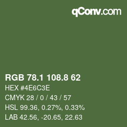 Color code: RGB 78.1 108.8 62 | qconv.com