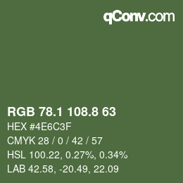 カラーコード: RGB 78.1 108.8 63 | qconv.com