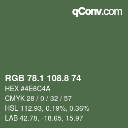 カラーコード: RGB 78.1 108.8 74 | qconv.com