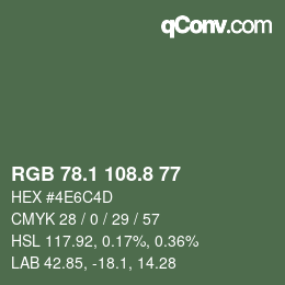 Farbcode: RGB 78.1 108.8 77 | qconv.com