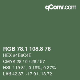 Color code: RGB 78.1 108.8 78 | qconv.com