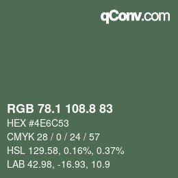 Color code: RGB 78.1 108.8 83 | qconv.com