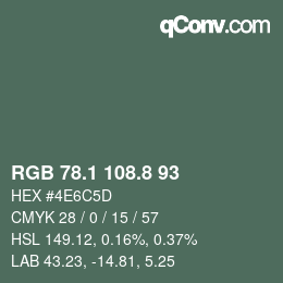 Color code: RGB 78.1 108.8 93 | qconv.com