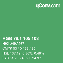カラーコード: RGB 78.1 165 103 | qconv.com