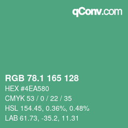 カラーコード: RGB 78.1 165 128 | qconv.com