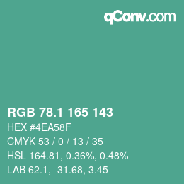 カラーコード: RGB 78.1 165 143 | qconv.com