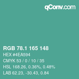 カラーコード: RGB 78.1 165 148 | qconv.com