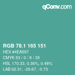 カラーコード: RGB 78.1 165 151 | qconv.com