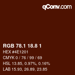 Color code: RGB 78.1 18.8 1 | qconv.com