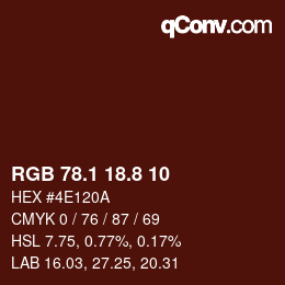 Color code: RGB 78.1 18.8 10 | qconv.com