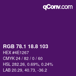 カラーコード: RGB 78.1 18.8 103 | qconv.com
