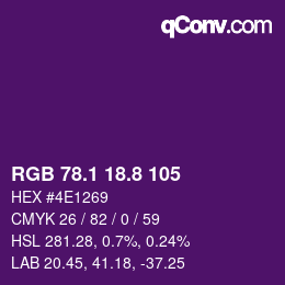 カラーコード: RGB 78.1 18.8 105 | qconv.com