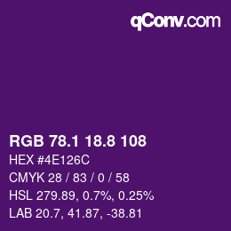 カラーコード: RGB 78.1 18.8 108 | qconv.com