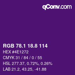 カラーコード: RGB 78.1 18.8 114 | qconv.com