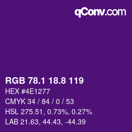 カラーコード: RGB 78.1 18.8 119 | qconv.com
